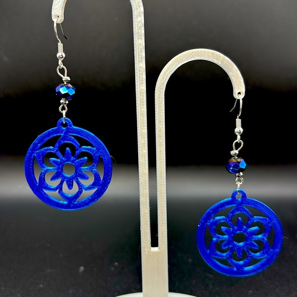 Round Flower Earrings - Picture 7 of 7